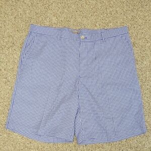 Peter Millar Checked Performance Golf Shorts Mens Sz 38. Blue White